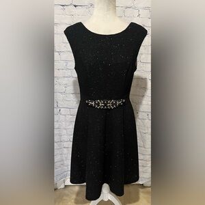 Eliza J Cocktail Dress Black Sleeveless Sparkle Rhinestone  Sz 10 Fit & Flare